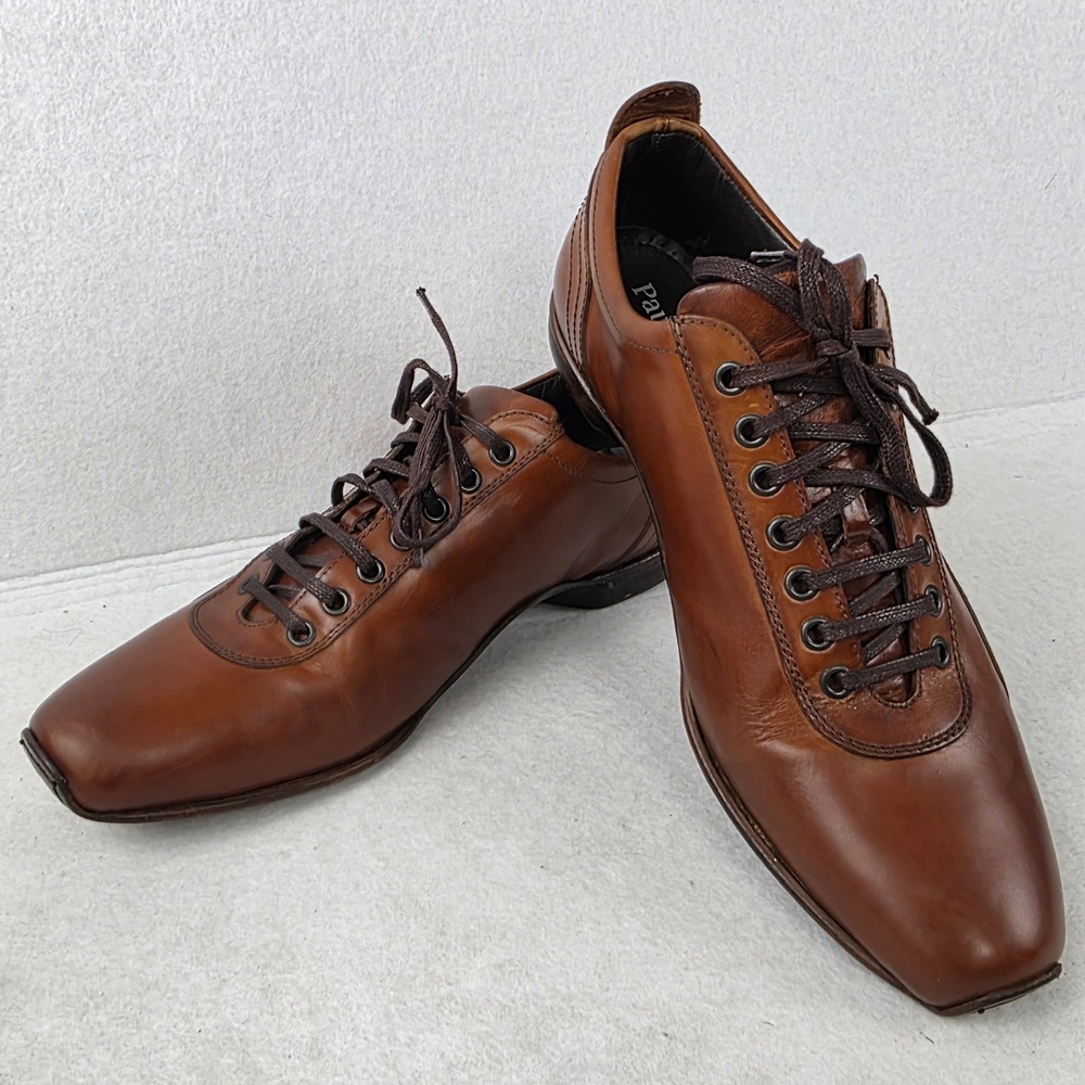 Paul Fredrick Mens 7.5 Brown Leather Dress Shoes Vero Cuoio Made in Italy